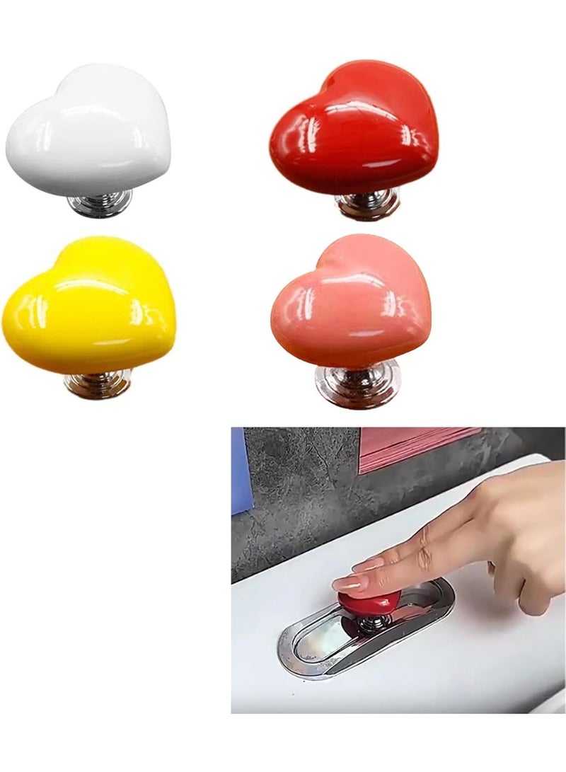 Love Heart Shaped Toilet Tank Button,3Pcs Button Toilet Press Tool,Toilet Tank Button Aid Handle Helper Toilet Button Top Handle Water Tank Auxiliary Tool - Image 1